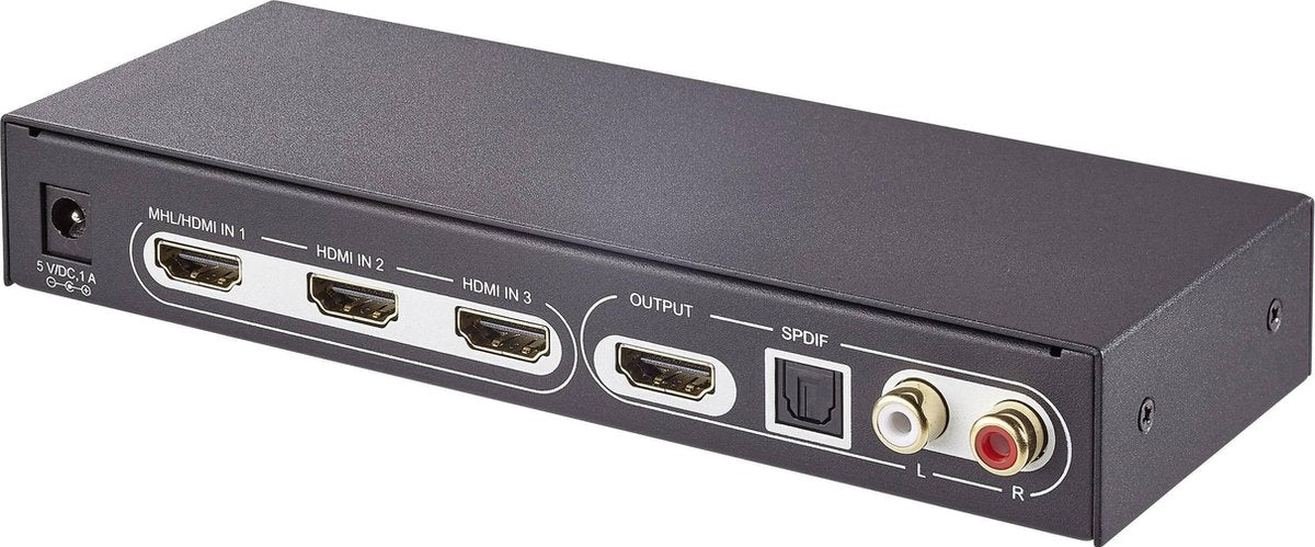 SpeaKa Professional SP-5441116 HDMI-Switch – 3-poorten voor UHD 4K & 3D-weergave met afstandsbediening en ARC