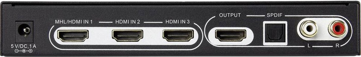 SpeaKa Professional SP-5441116 HDMI-Switch – 3-poorten voor UHD 4K & 3D-weergave met afstandsbediening en ARC