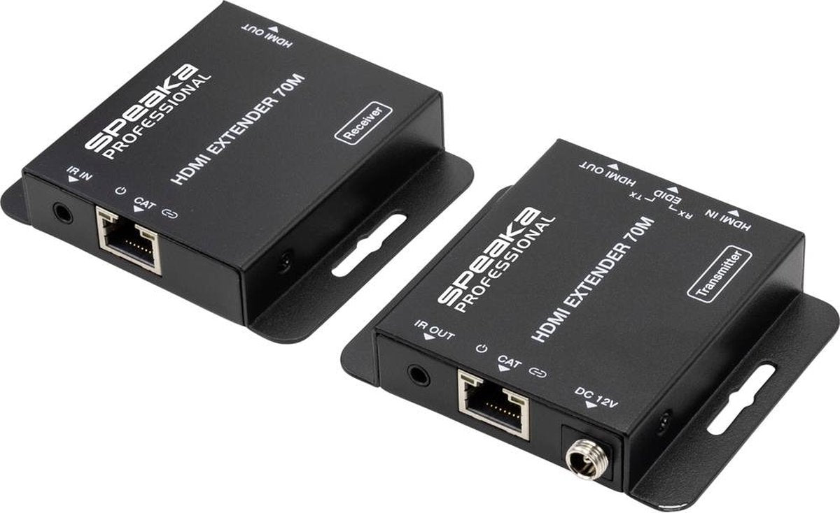 SpeaKa Professional SP-HDE-200 HDMI Extender – 70 m via RJ45, 4K, met IR-functie & Audio Extractor