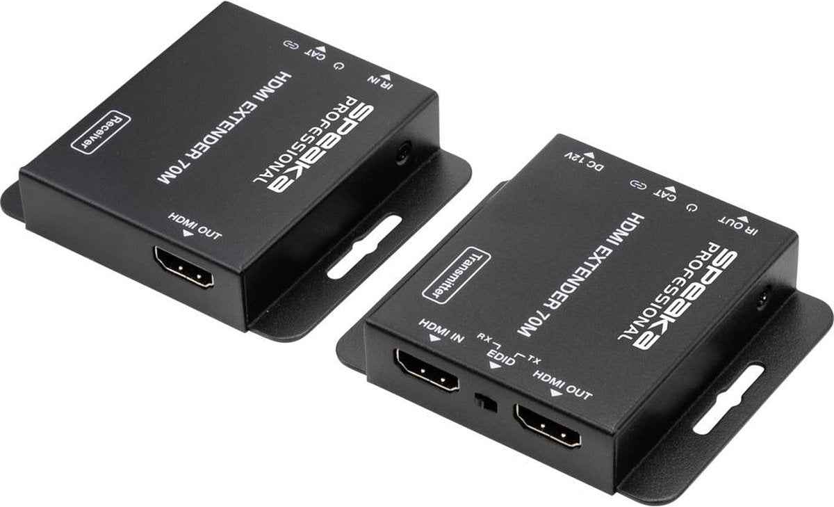SpeaKa Professional SP-HDE-200 HDMI Extender – 70 m via RJ45, 4K, met IR-functie & Audio Extractor
